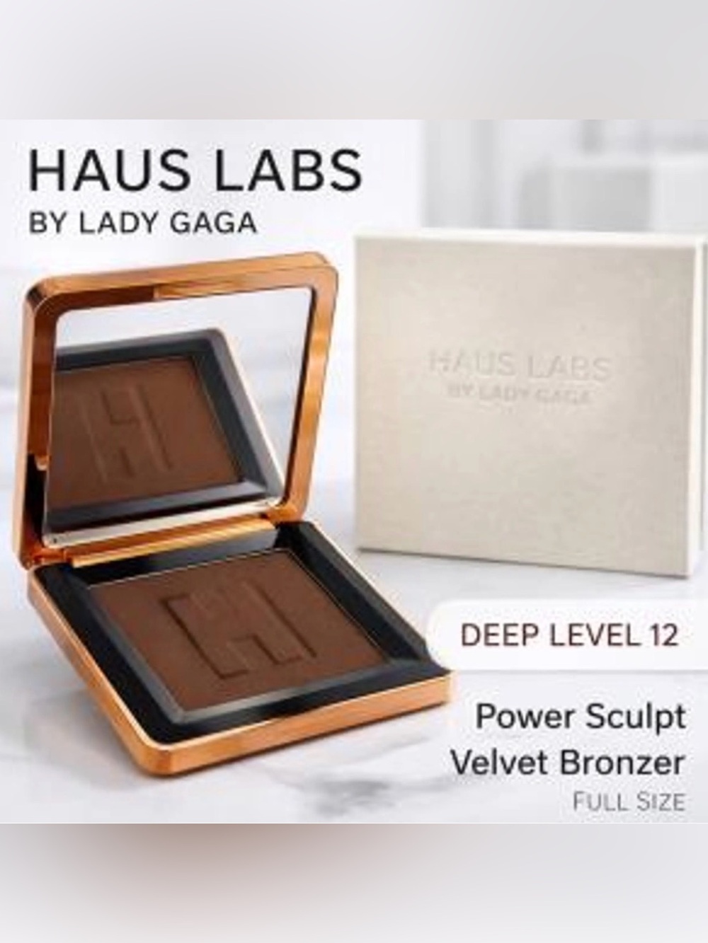 NWT Haus Labs by Lady Gaga Power Sculpt Velvet Bronzer - Deep Level 12 (Brown)